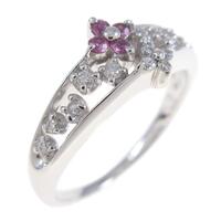 K18WG フラワー ピンクサファイヤリング