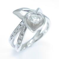 K18WG リーフ ダイヤモンドリング