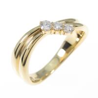 K18YG スリーストーン ダイヤモンドリング