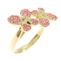 K18YG バタフライ ピンクサファイヤリング