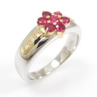 PT／K18YG フラワー ルビーリング