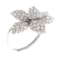 K18WG フラワー ダイヤモンドリング