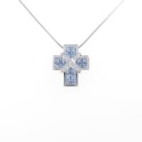 K18WG クロス サファイヤネックレス