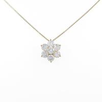 K18YG フラワー ダイヤモンドネックレス
