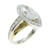 K18YG／プラチナ ダイヤモンドリング 2．034ct・E・SI2・マーキスカット