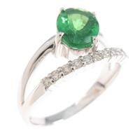 K18WG グリーンガーネットリング