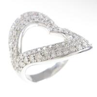 K18WG ハート パヴェ ダイヤモンドリング