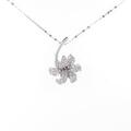 K18WG／純PT フラワー ダイヤモンドネックレス