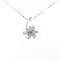 K18WG／純PT フラワー ダイヤモンドネックレス