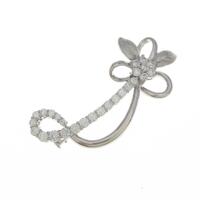 K18WG フラワー ダイヤモンドブローチ