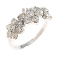 K18WG フラワー ダイヤモンドリング