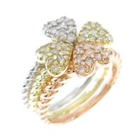 K18スリーカラー クローバー×ハート×リボン ダイヤモンドリング