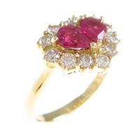 K18YG ハート ルビーリング