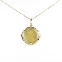 K18YG／750YG（枠） コイン ネックレス