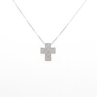K18WG クロス ダイヤモンドネックレス