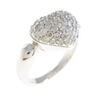 K18WG ハート パヴェ ダイヤモンドリング