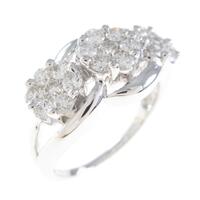 K18WG フラワー ダイヤモンドリング