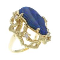 K18YG ブラックオパールリング