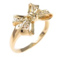 K18YG リボン ダイヤモンドリング