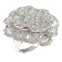 K18WG フラワー ダイヤモンドリング