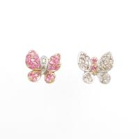 K18WG／K18YG バタフライ ピンクサファイヤピアス