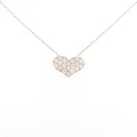 K18PG ハート パヴェ ダイヤモンドネックレス