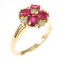 K18YG フラワー ルビーリング