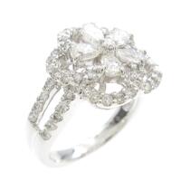 K18WG フラワー ダイヤモンドリング