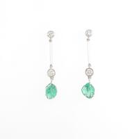 K18WG リーフ エメラルドピアス