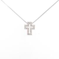 K18WG クロス ダイヤモンドネックレス