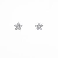 K18WG フラワー ダイヤモンドピアス