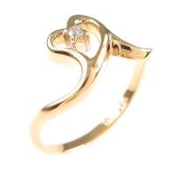 K18YG／PT ハート ダイヤモンドリング