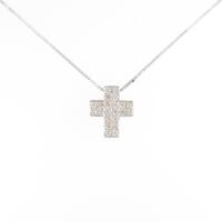 K18WG クロス ダイヤモンドネックレス