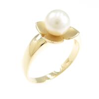 750YG フラワー アコヤパールリング