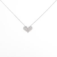 K18WG ハート パヴェ ダイヤモンドネックレス