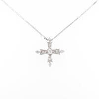 K18WG クロス ダイヤモンドネックレス