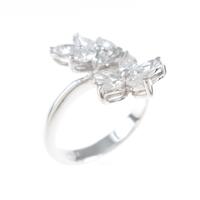 K18WG フラワー ダイヤモンドリング