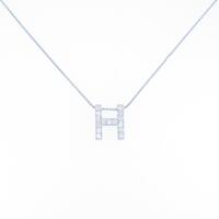K18WG／750WG イニシャルH ダイヤモンドネックレス