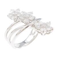 K18WG フラワー ダイヤモンドリング