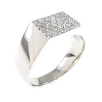 【リメイク】K18WG パヴェ×印台 ダイヤモンドリング