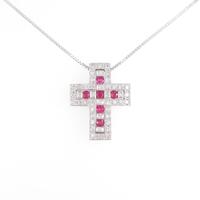 K18WG 2WAY クロス ルビーネックレス