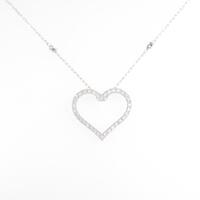 K18WG ハート ダイヤモンドネックレス