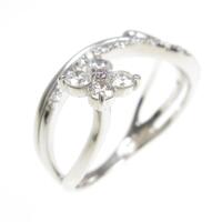 K18WG フラワー ピンクダイヤモンドリング