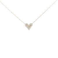 K10YG パヴェ ハート ダイヤモンド ネックレス 0.15CT