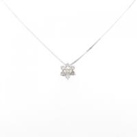 K14WG フラワー ダイヤモンド ネックレス 0.20CT