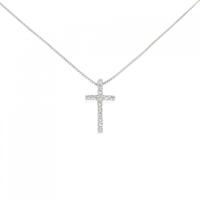 K18WG 2WAY クロス ダイヤモンド ネックレス 0.07CT
