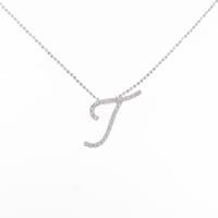 K18WG イニシャルJ ダイヤモンド ネックレス 0.15CT