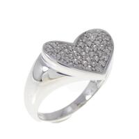 K18WG パヴェ ハート ダイヤモンド リング 0.47CT