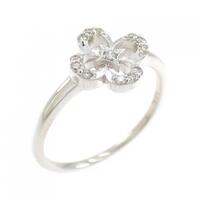 K18WG フラワー ダイヤモンド リング 0.09CT