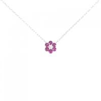 K18WG フラワー ルビー ネックレス 0.34CT